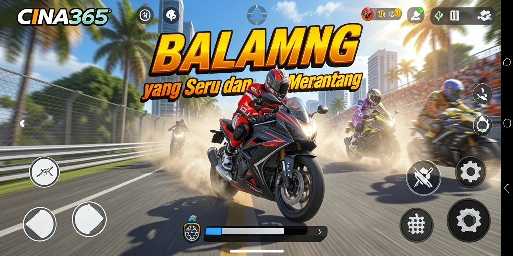 Tampilan menarik dari gameplay balapan motor di CINA365.