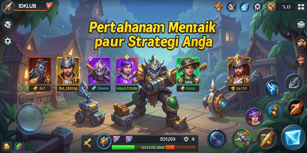 Tampilan gameplay seru dari IDKLUB dalam pertahanan menara.