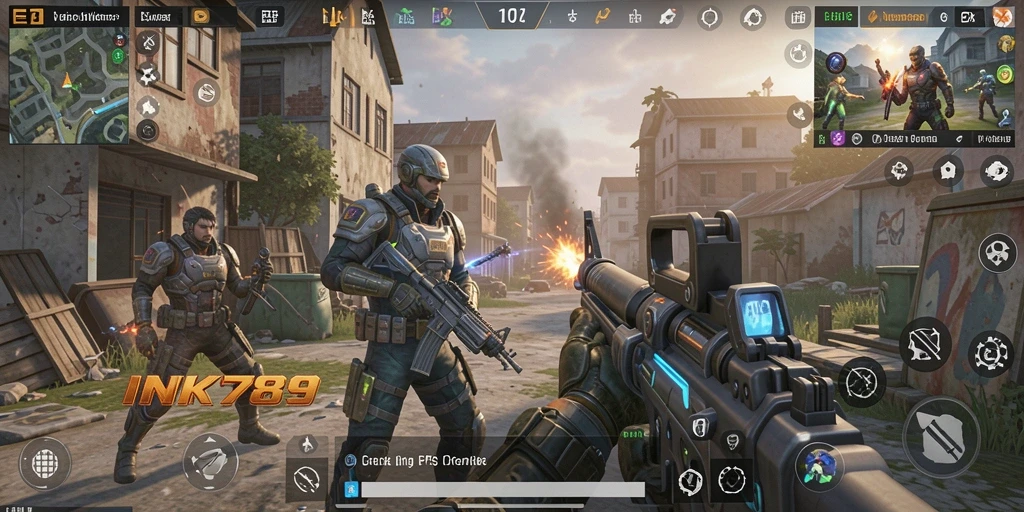 Screenshot gameplay INK789 menampilkan pertempuran seru di medan perang.
