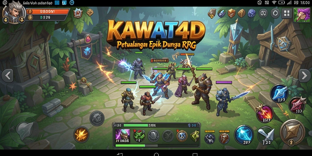 Screenshot KAWAT4D menampilkan aksi pertarungan RPG yang mendebarkan.