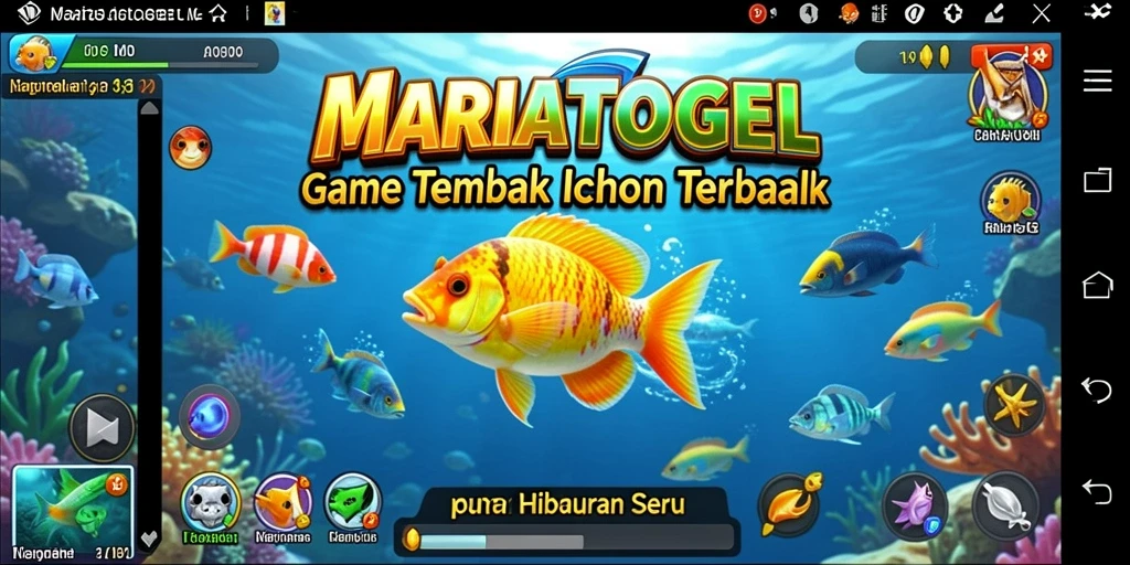 Screenshot MARIATOGEL menampilkan aksi mendebarkan dalam menembak ikan.