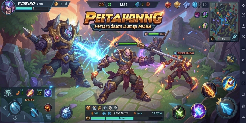 Screenshot PGKING menunjukkan aksi pertarungan seru dalam gameplay MOBA.