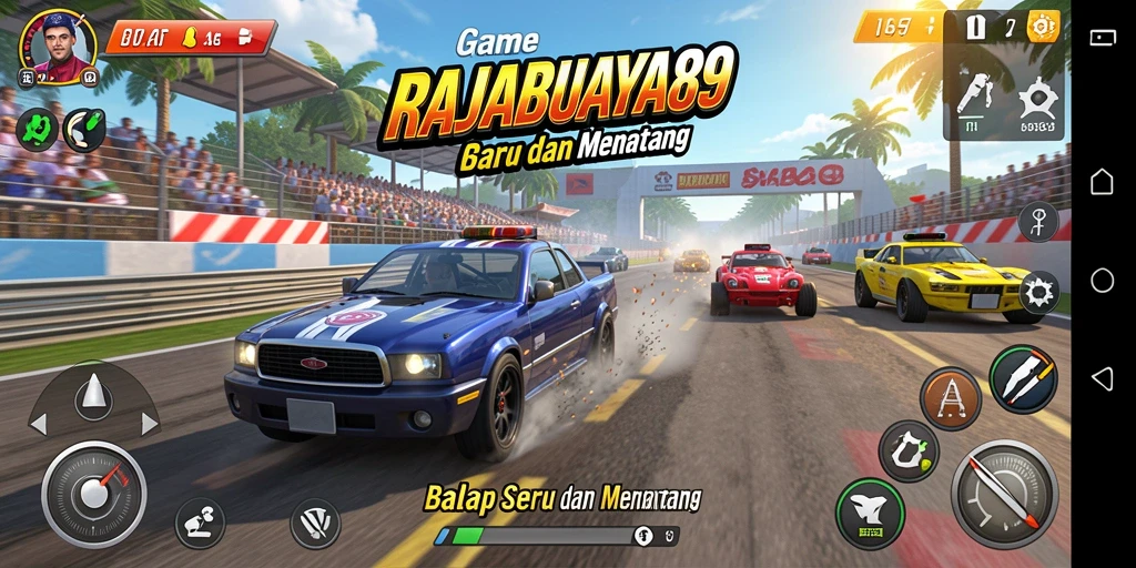 Tampilan dari gameplay balap yang mendebarkan di RAJABUAYA89.