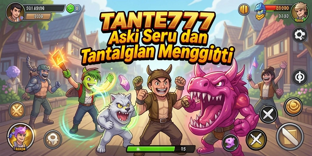 Screenshot utama TANTE777 menampilkan gameplay aksi intens.